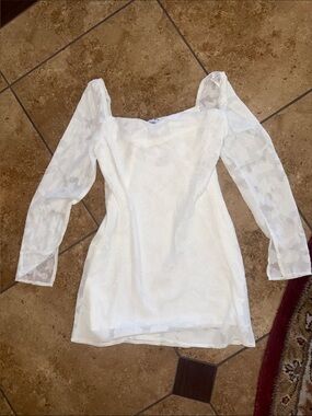 Princess Polly White Floral Lace Long Sleeve Dress